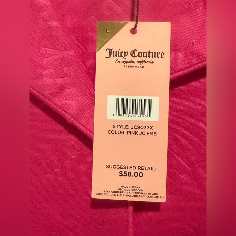 Juicy Couture NWT Size L Vibrant Pink Silky Juicy Short Sleeve Pajama Set (0671) - Picture 10 of 14